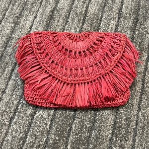 Handcrafted bag/purse/coral- woven